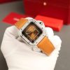 Cartier Santos Large Model Brown Dial Custom Moissanite Case Best Replica 39.8mm