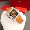 Cartier Santos Large Model Brown Dial Custom Moissanite Case Best Replica 39.8mm