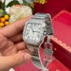 Cartier Santos Large Model White Dial Custom Moissanite Bezel Best Replica BVF 39.8mm