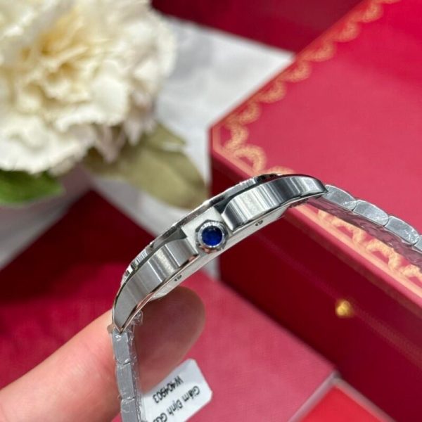 Cartier Santos Large Model White Dial Custom Moissanite Bezel Best Replica BVF 39.8mm