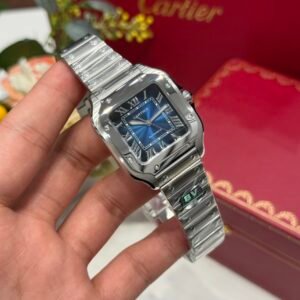 Cartier Santos WSSA0063 Blue Dial Medium Model Best Quality Replica BVF 35.1mm