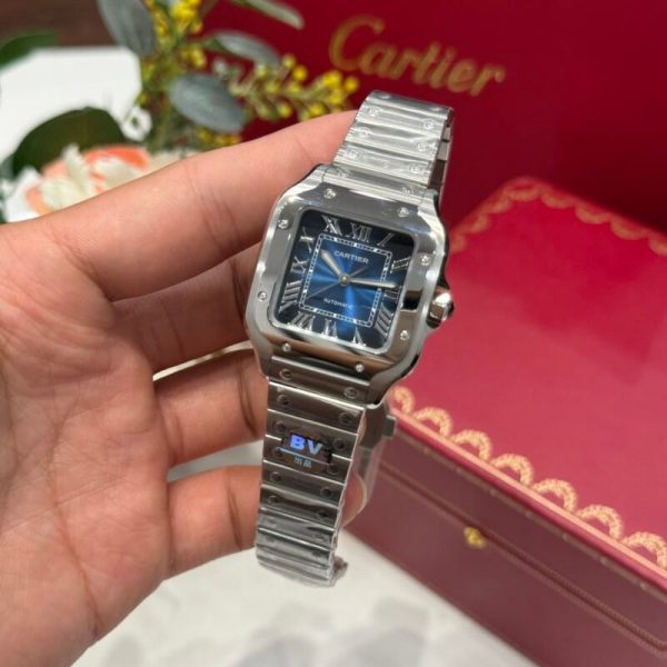 Cartier Santos WSSA0063 Blue Dial Medium Model Best Quality Replica BVF 35.1mm