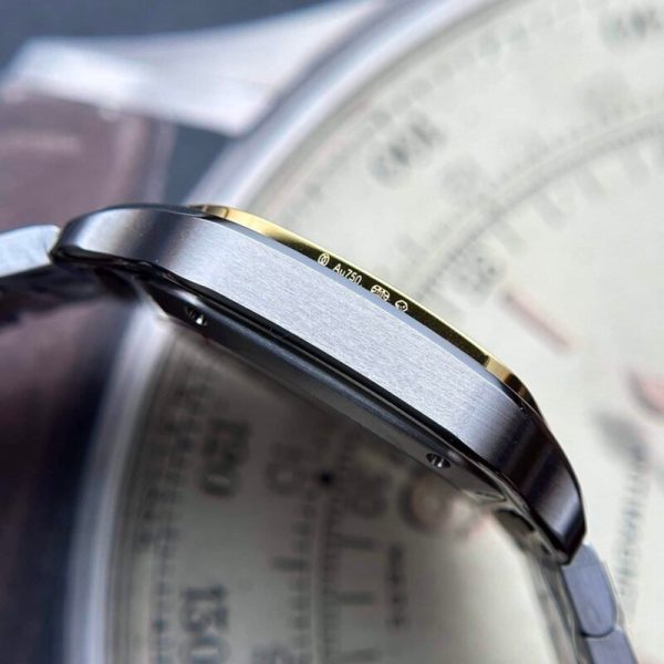 Cartier Santos Two Tone Yellow Gold White Dial Medium Model Best Replica BVF 35.1mm