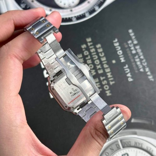Cartier Santos Two Tone Yellow Gold White Dial Medium Model Best Replica BVF 35.1mm