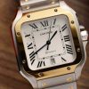 Cartier Santos Two Tone Yellow Gold White Dial Large Model Best Replica BVF 39.8mm