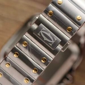 Cartier Santos Two Tone Yellow Gold White Dial Large Model Best Replica BVF 39.8mm