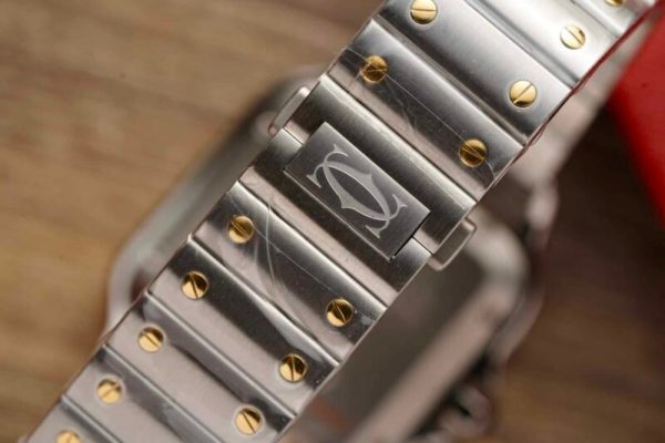 Cartier Santos Two Tone Yellow Gold White Dial Large Model Best Replica BVF 39.8mm