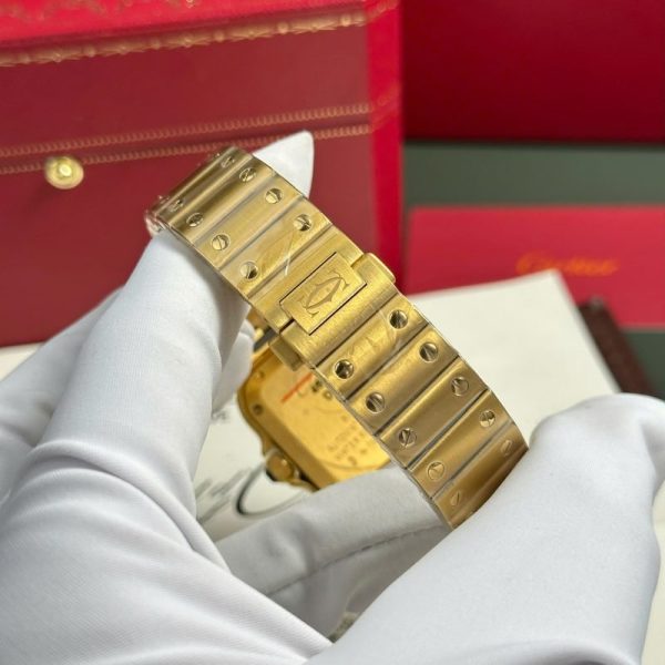 Cartier Santos WGSA0030 Yellow Gold White Dial Medium Model Best Replica BVF 35.1mm