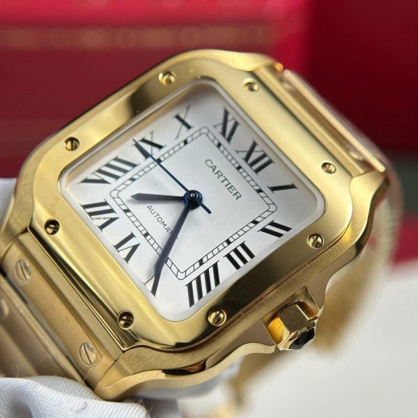 Cartier Santos WGSA0030 Yellow Gold White Dial Medium Model Best Replica BVF 35.1mm