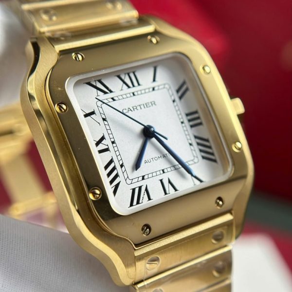 Cartier Santos WGSA0030 Yellow Gold White Dial Medium Model Best Replica BVF 35.1mm