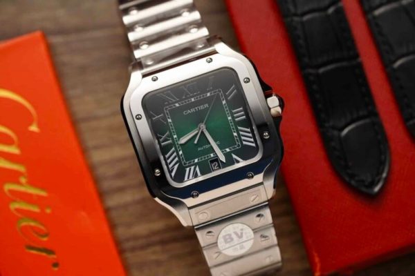 Cartier Santos Large Model Green Dial Best Replica BVF 39.8mm