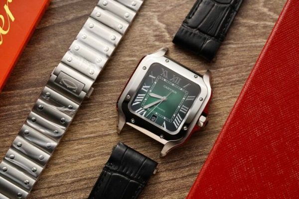 Cartier Santos Large Model Green Dial Best Replica BVF 39.8mm