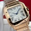 Cartier Santos de Cartier Rose Gold White Dial Medium Model Best Replica BVF 35.1mm