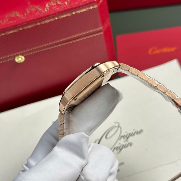 Cartier Santos de Cartier Rose Gold White Dial Medium Model Best Replica BVF 35.1mm