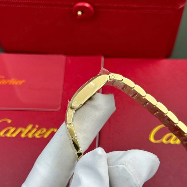 Cartier Tank Francaise WGTA0114 Small Model Ladies Golden Sunray Dial Yellow Gold Replica 25.7 x 21.2mm
