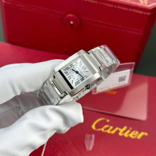 Cartier Tank Francaise WSTA0065 Small Model Ladies Silver Sunray Dial Replica 25.7 x 21.2mm