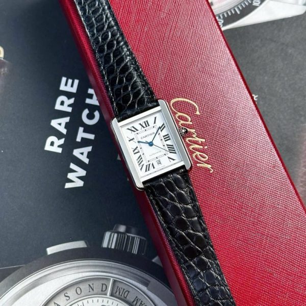 Cartier Tank Solo Extra Large White Dial Leather Strap Best Replica AF 31mm x 41mm