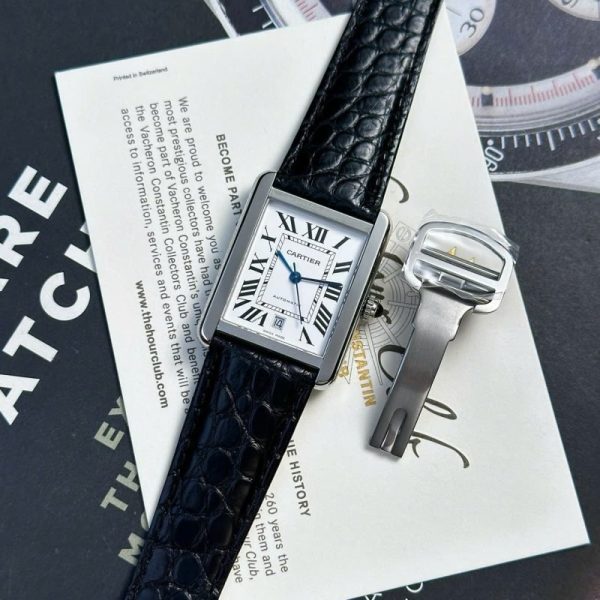 Cartier Tank Solo Extra Large White Dial Leather Strap Best Replica AF 31mm x 41mm
