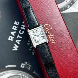 Cartier Tank Solo Extra Large White Dial Diamond Bezel Leather Strap Best Replica AF 31mm x 41mm