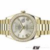 Rolex Day-Date 228348RBR Silver Roman Dial Diamond Bezel 40mm Mens Replica Watch