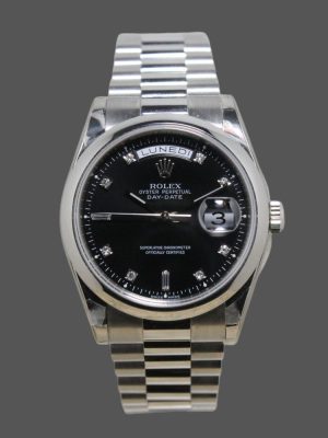 Rolex Day Date 118206 Black Diamond Dial 36mm Unisex Replica Watch