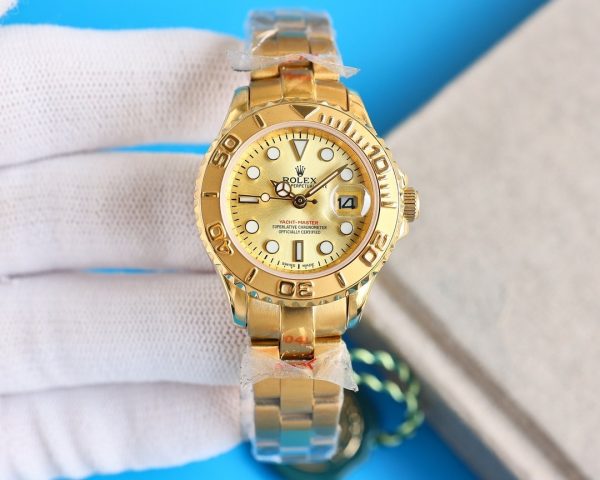Rolex Yacht Master 169628 Yellow Gold Champagne Dial 29mm Lady Replica Watch