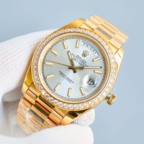 Rolex Day-Date 118348 Yellow Gold White Dial 36mm Unisex Replica Watch