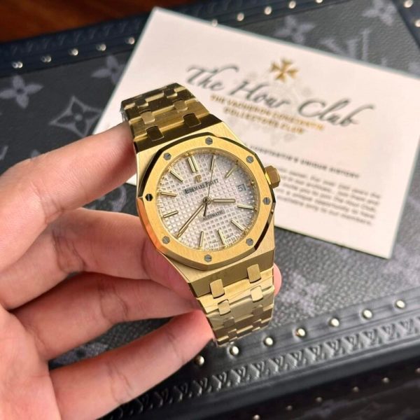 Audemars Piguet Royal Oak 15450BA Yellow Gold White Dial Replica IP Factory 37mm