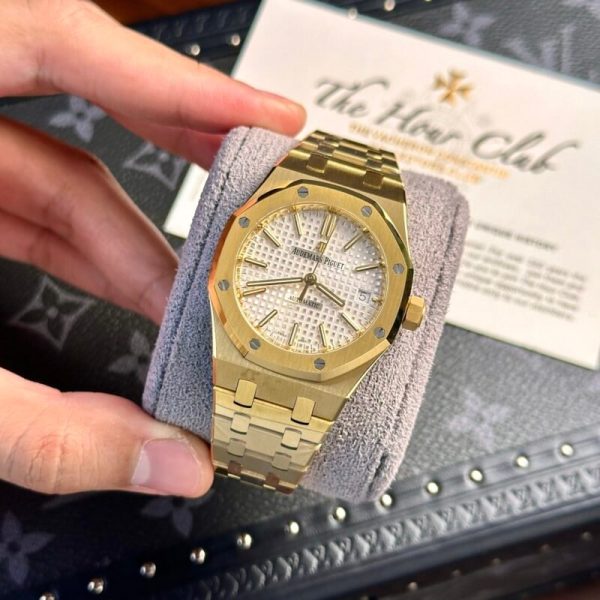 Audemars Piguet Royal Oak 15450BA Yellow Gold White Dial Replica IP Factory 37mm