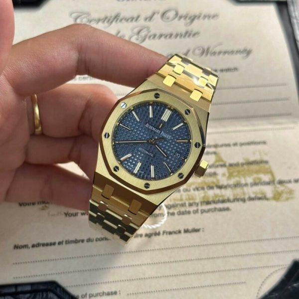 Audemars Piguet Royal Oak 15450BA Yellow Gold Blue Dial Replica IP Factory 37mm