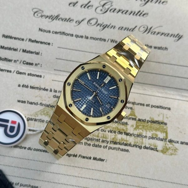 Audemars Piguet Royal Oak 15450BA Yellow Gold Blue Dial Replica IP Factory 37mm