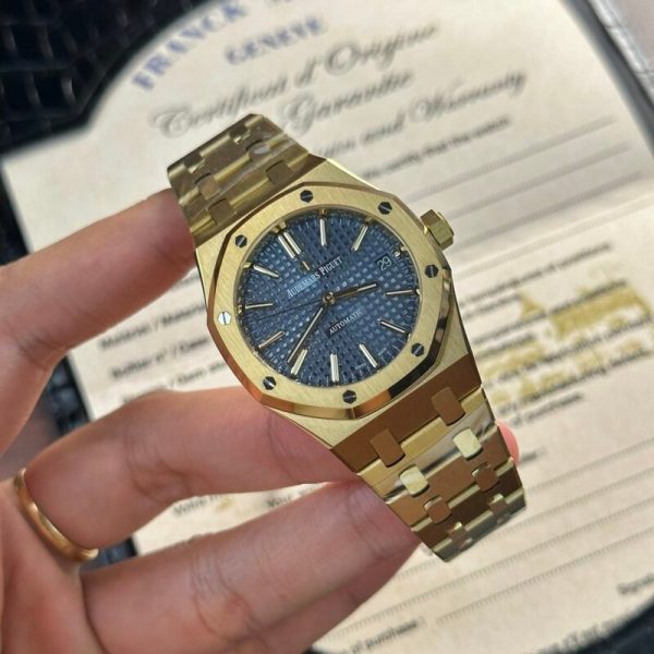 Audemars Piguet Royal Oak 15450BA Yellow Gold Blue Dial Replica IP Factory 37mm