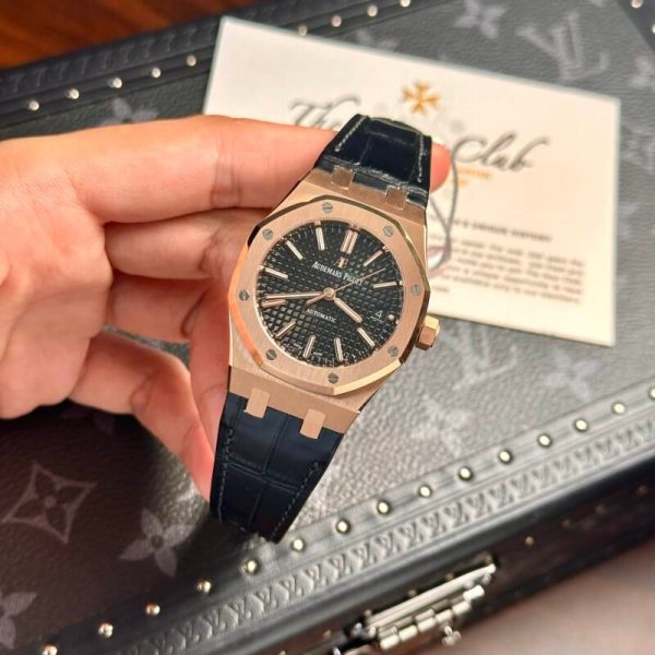 Audemars Piguet Royal Oak 15450OR Rose Gold Black Dial Leather IP Factory 37mm