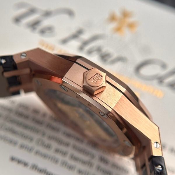 Audemars Piguet Royal Oak 15450OR Rose Gold Black Dial Leather IP Factory 37mm