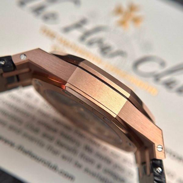 Audemars Piguet Royal Oak 15450OR Rose Gold Black Dial Leather IP Factory 37mm