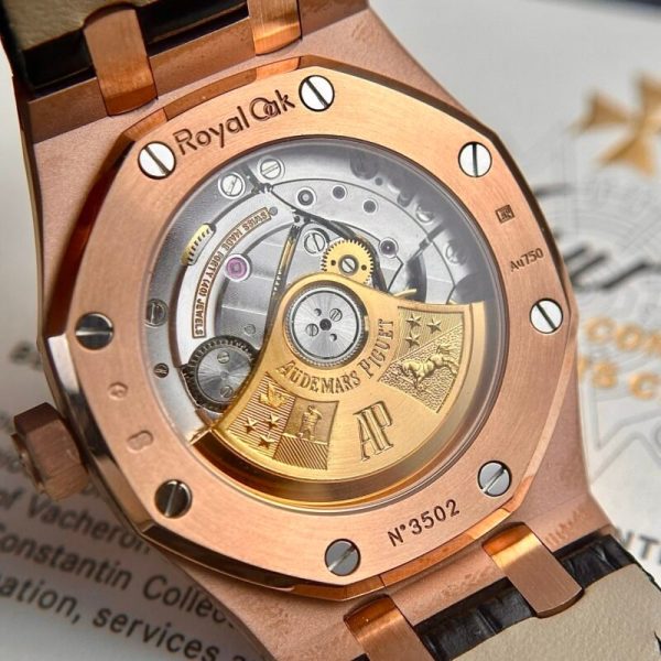 Audemars Piguet Royal Oak 15450OR Rose Gold Black Dial Leather IP Factory 37mm