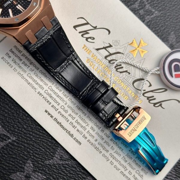 Audemars Piguet Royal Oak 15450OR Rose Gold Black Dial Leather IP Factory 37mm