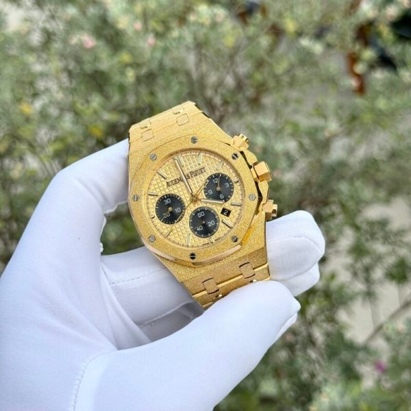 Audemars Piguet Royal Oak Frosted Yellow Gold Chronograph 26240BA Yellow Dial Replica 41mm
