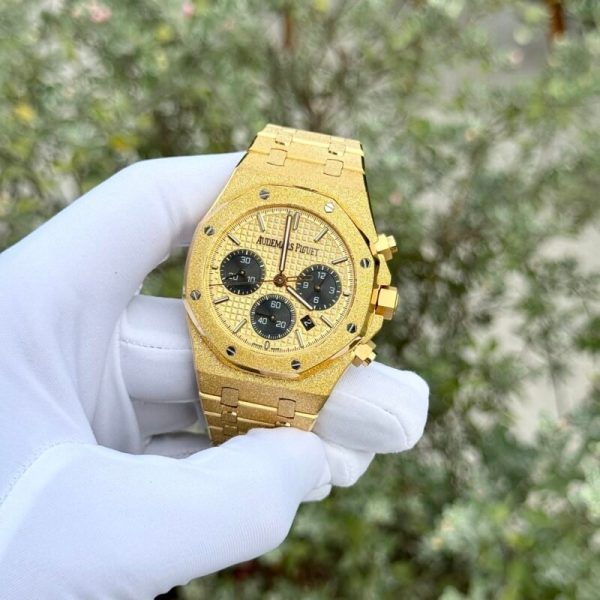 Audemars Piguet Royal Oak Frosted Yellow Gold Chronograph 26240BA Yellow Dial Replica 41mm