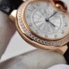Cartier Ballon Bleu Rose Gold White Diamond Dial Diamond Bezel Leather Replica 39mm