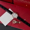 Cartier Ballon Bleu Rose Gold White Diamond Dial Diamond Bezel Leather Replica 39mm