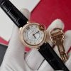 Cartier Ballon Bleu Rose Gold White Diamond Dial Diamond Bezel Leather Replica 39mm