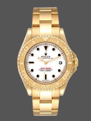 Rolex Yacht Master 168628 White Dial Yellow Gold 35MM Unisex Replica Watch