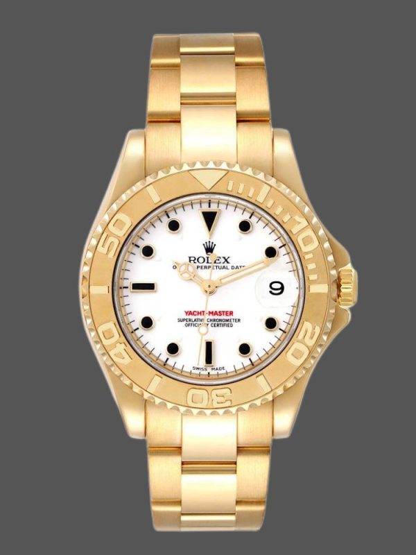 Rolex Yacht Master 168628 White Dial Yellow Gold 35MM Unisex Replica Watch