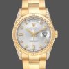 Rolex Day-Date 118338 Yellow gold Silver Diamond dial 36mm Unisex Replica Watch