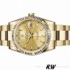 Rolex Day-Date 118238 Yellow Gold Fluted Bezel Champagne Dial 36mm Unisex Replica Watch