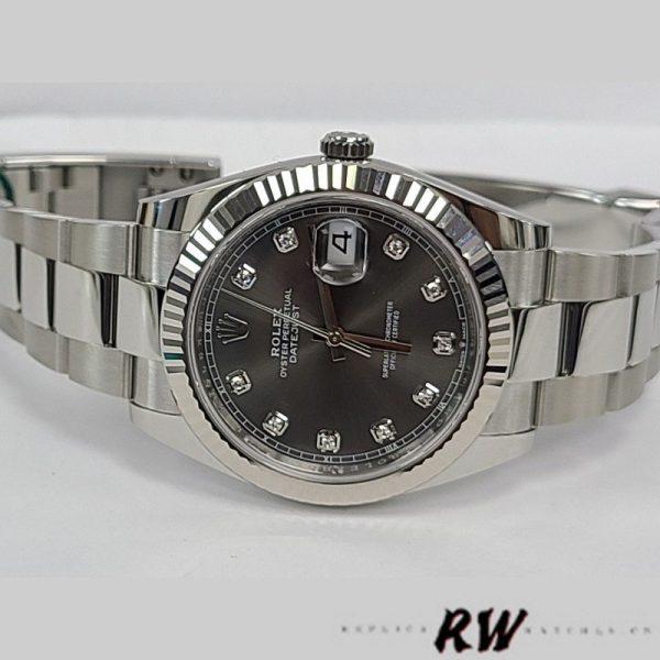 Rolex Datejust 126334 Fluted Bezel Dark Rhodium Grey Dial 41MM Mens Replica Watch