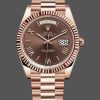 Rolex Day-Date 228235 Chocolate Brown Dial Fluted Bezel 40mm Mens Replica Watch