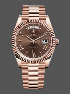 Rolex Day-Date 228235 Chocolate Brown Dial Fluted Bezel 40mm Mens Replica Watch