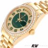 Rolex Day-Date 118388 Yellow Gold Green Enamel Diamond Dial 36MM Unisex Replica Watch